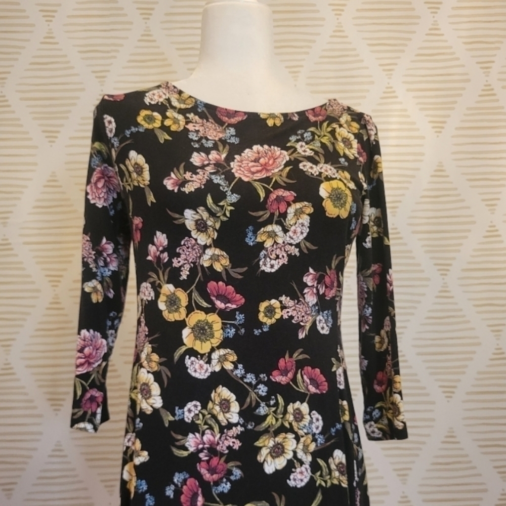 J. JILL Floral Print 3/4 Sleeve Dress Sz XSP - Picture 5 of 9